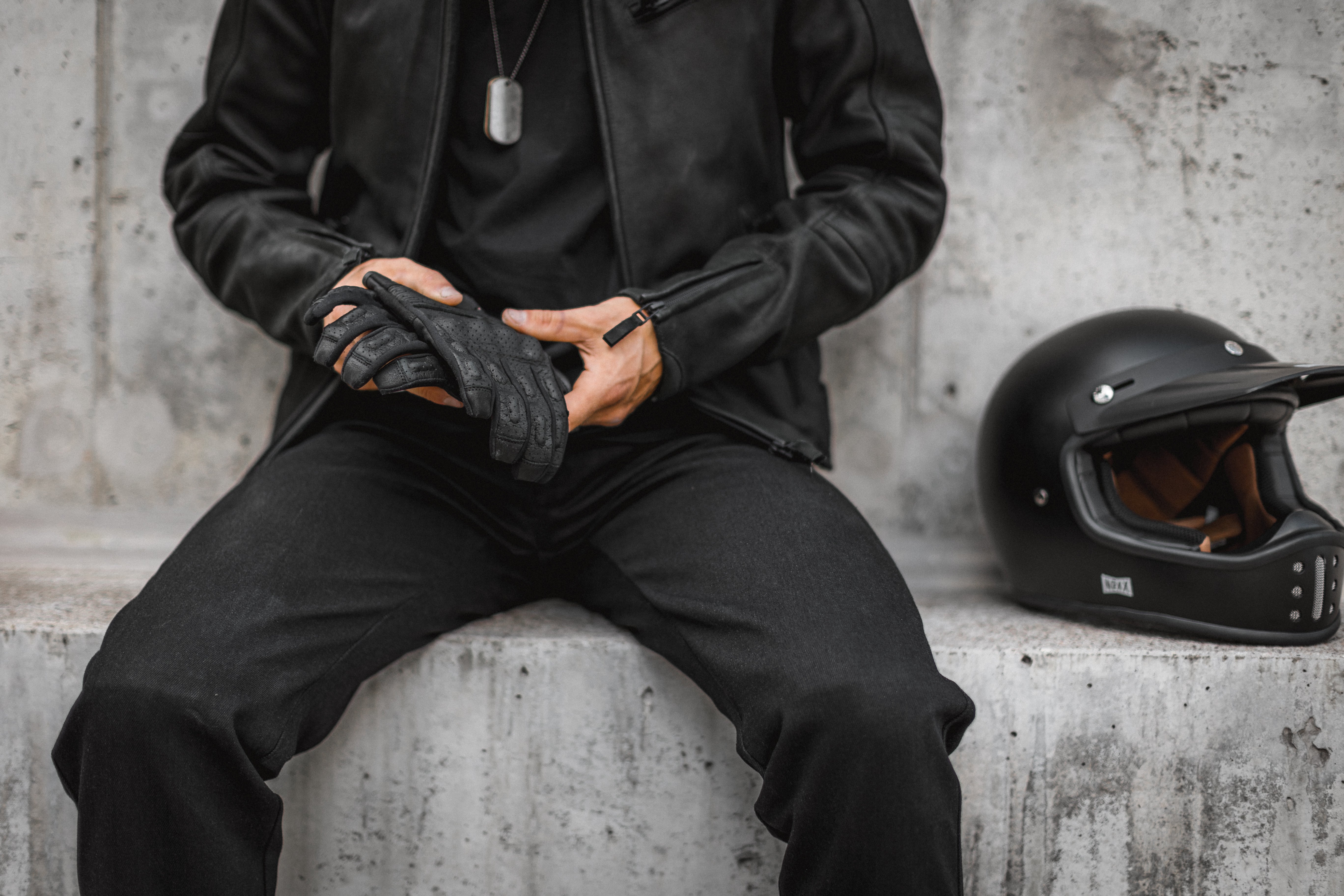 Perforated leather riding gloves by Pando Moto