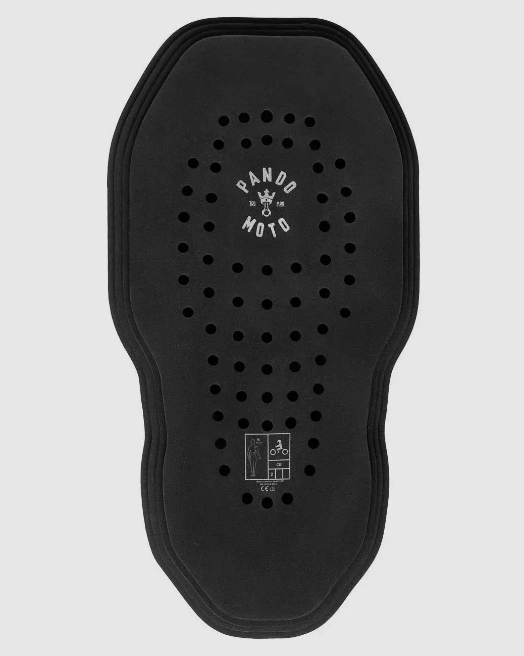 Pando Moto CE Level 2 back protector for motorcycle jackets, providing multi-impact protection with a plush memory foam feel