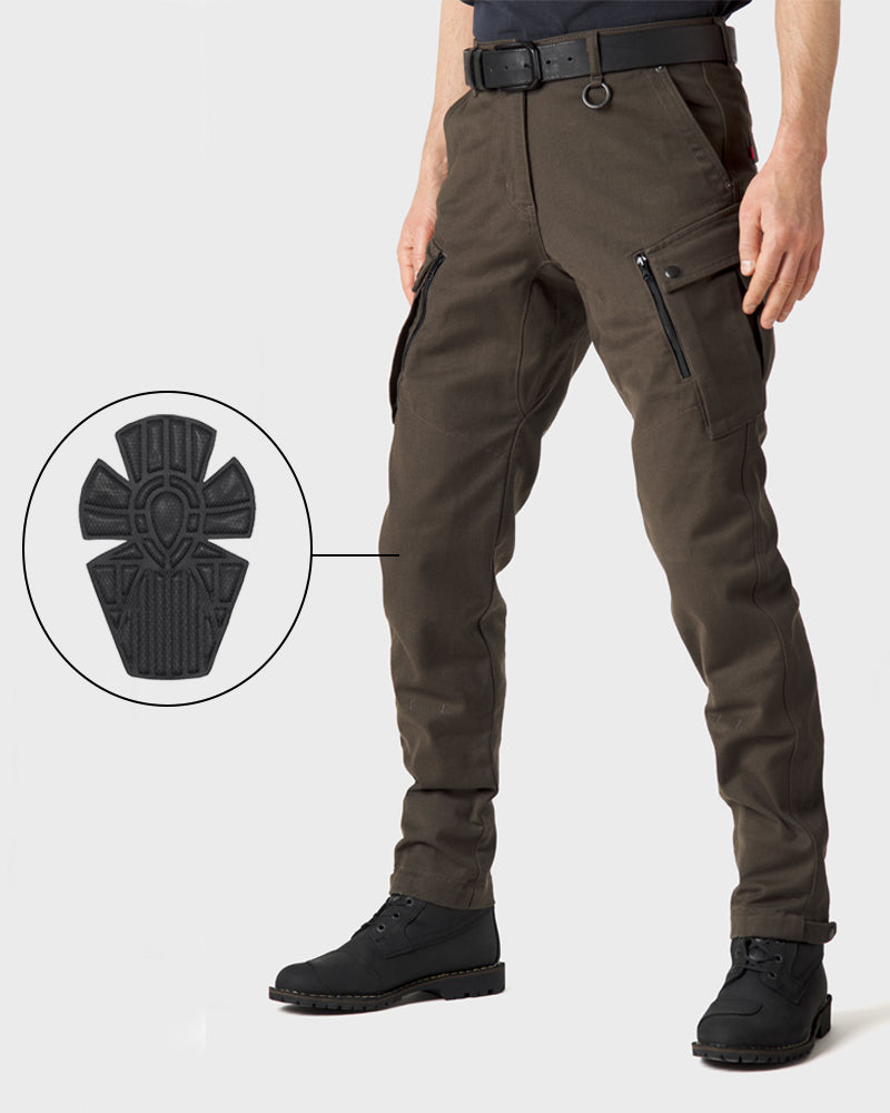 Stealth knee armor inserted into work pants for impact protection during construction or field work