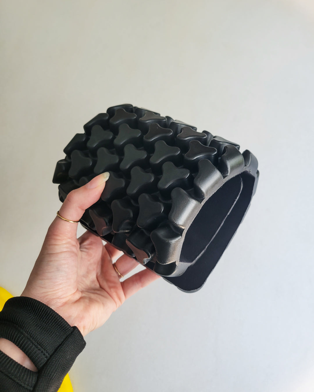 Detailed shot of the SAS-TEC Tripleflex CE Level 2 protectors, designed for motorcycle jackets, providing high-impact absorption and flexibility with a comfortable viscoelastic foam construction