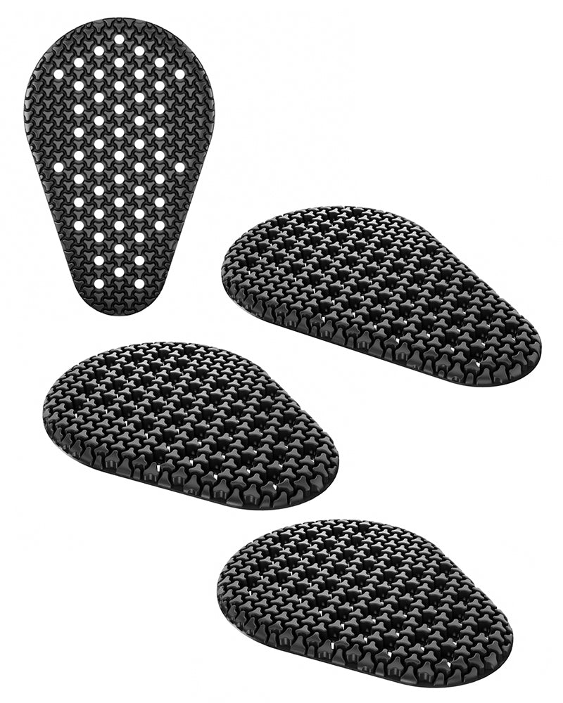 Set of four ventilated SAS-TEC Level 2 joint protectors (2 SC-1/KB2air and 2 SC-1/SB2air), designed for motorcycle gear with a lightweight and flexible TRIPLEFLEX design