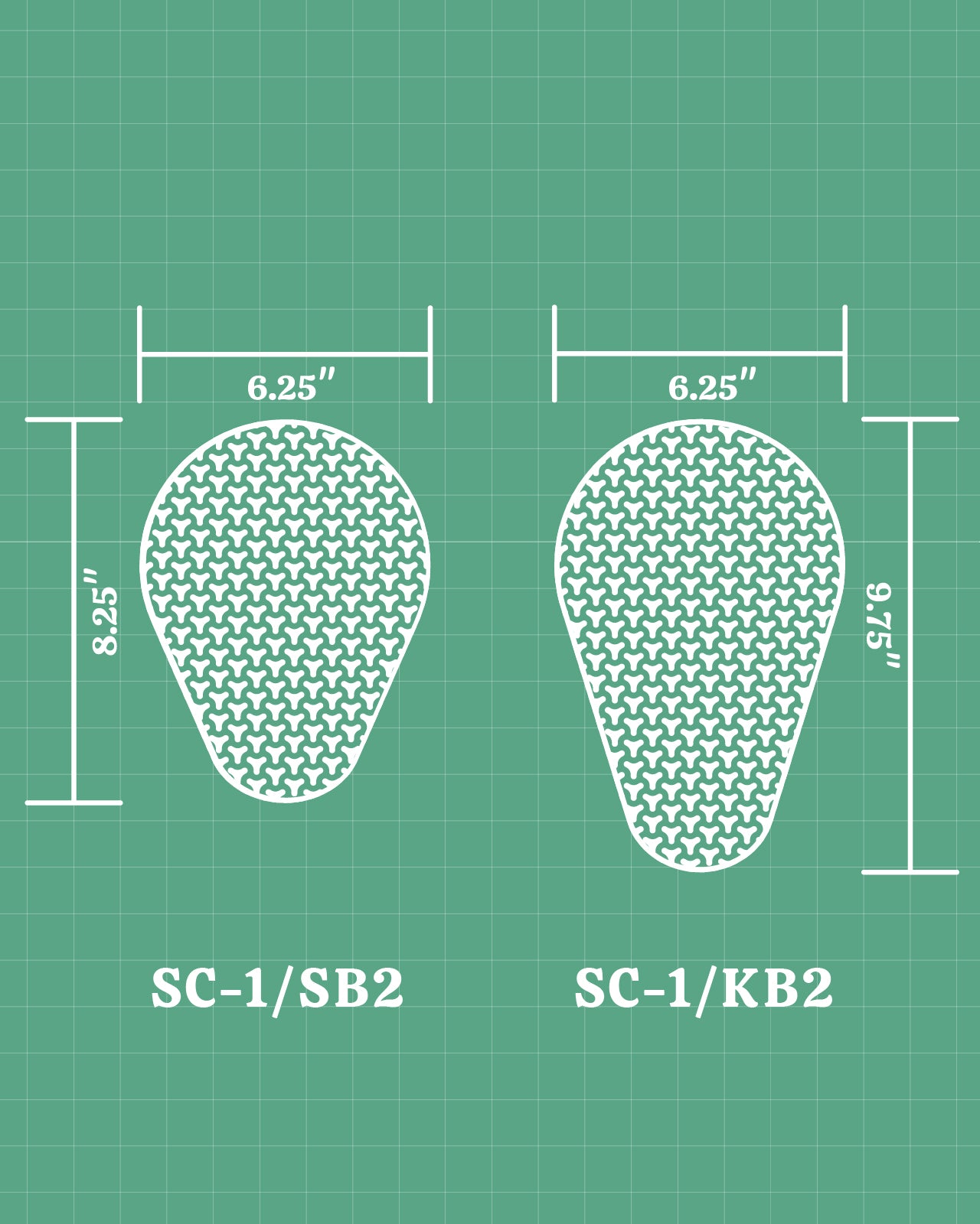 SAS TEC SC-1/SB2 and SC-1/KB2 joint armor size comparison chart
