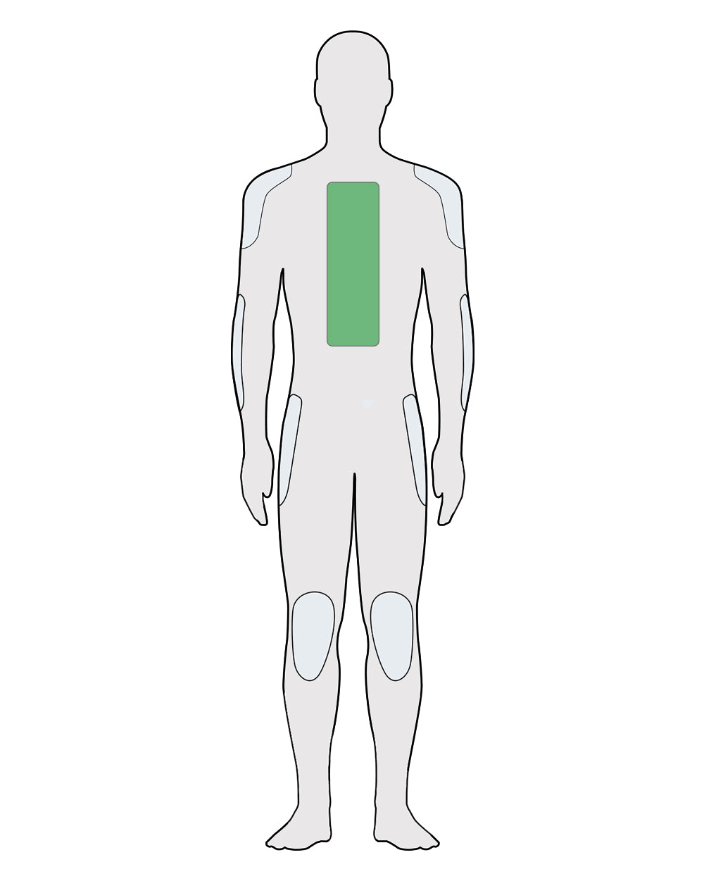 Chart of figure wearing SAS-TEC CE Level 2 back protector (SC-1/B47-2)