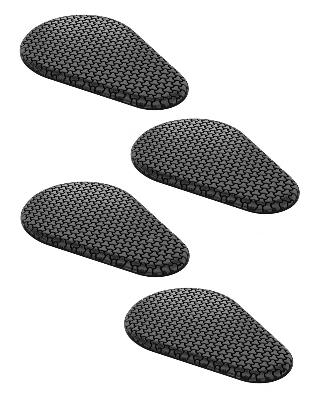 Set of four  SAS-TEC "Phantom" joint protectors, showcasing their slim profile and flexible design, providing EN 1621-1:2012 Level 1 protection for knees, elbows, shoulders, and hips.