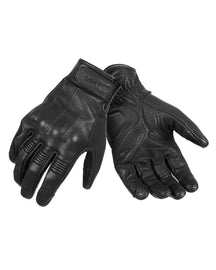Black perforated goat leather summer motorcycle gloves with CE Level 1 certification and ergonomic fit